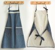 Durable Cotton Apron with Pocket Simple Restaurant Apron Home Bib,Blue, wavelet point