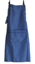 Durable Polyester Apron with Pocket Simple Restaurant Apron Home Bib,Blue vertical lines