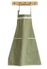 Durable Cotton Apron with Pocket Simple Restaurant Apron Home Bib,Green, wavelet point