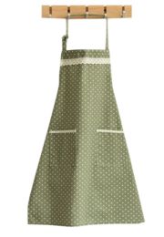 Durable Cotton Apron with Pocket Simple Restaurant Apron Home Bib,Green, wavelet point