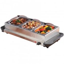 Brentwood Triple Buffet Server w/ Warming Tray