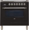 36" Nostalgie Series Freestanding Single Oven Gas Range with 5 Sealed Burners and Griddle in Glossy Black