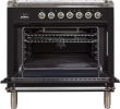 36" Nostalgie Series Freestanding Single Oven Gas Range with 5 Sealed Burners and Griddle in Glossy Black