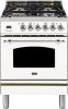 24" Nostalgie Series Friestanding Single Oven Dual Fuel Range with 4 Sealed Burners in White