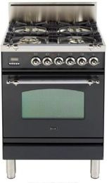 24" Nostalgie Series Friestanding Single Oven Gas Range with 4 Sealed Burners in Matte Graphite