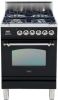 24" Nostalgie Series Friestanding Single Oven Gas Range with 4 Sealed Burners in Glossy Black