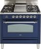 36" Nostalgie Series Freestanding Single Oven Gas Range with 5 Sealed Burners and Griddle in Midnight Blue