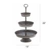Galvanized 3 Tier Studded Tray In Metal, Silver